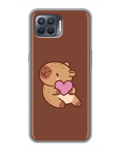 Чехол для OPPO Reno 4 Lite с картинкой «Капибара с сердцем»