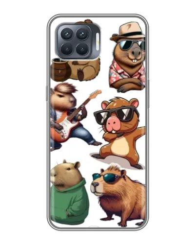 Чехол для OPPO Reno 4 Lite с картинкой «Крутые капибары музыканты»