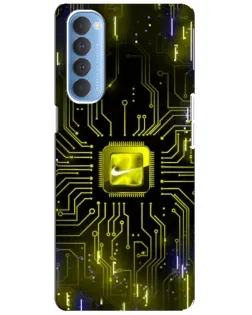 Чехол для OPPO Reno 4 Pro с картинкой «Nike — золотая искра»