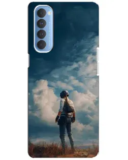 Чехол для OPPO Reno 4 Pro с картинкой «Герой PUBG на скале»