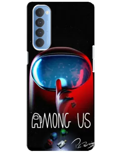 Чехол для OPPO Reno 4 Pro с картинкой «Красный импостер — макро»