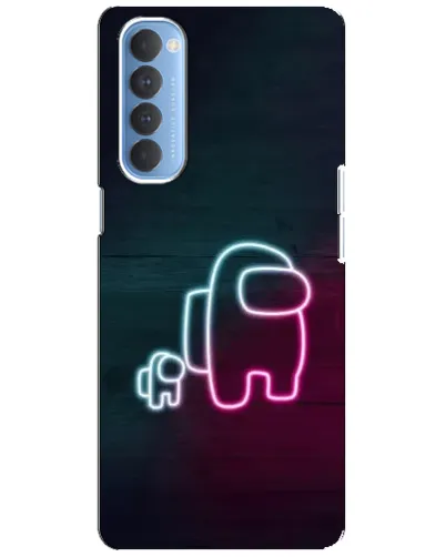 Чехол для OPPO Reno 4 Pro с картинкой «Among Us неон-арт»