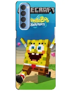 Чохол для OPPO Reno 4 Pro з картинкою «Губка Боб Minecraft»