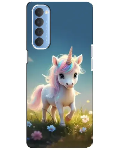 Чехол для OPPO Reno 4 Pro с картинкой «Единорог на поляне»