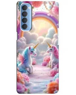 Чехол для OPPO Reno 4 Pro с картинкой «Радуга и единороги»