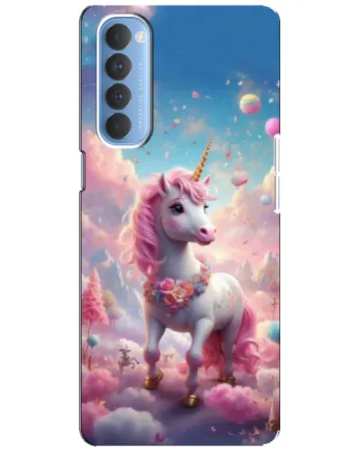 Чехол для OPPO Reno 4 Pro с картинкой «Единорог среди облаков»