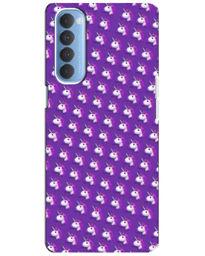 Чехол для OPPO Reno 4 Pro с картинкой «Единороги на фиолетовом»