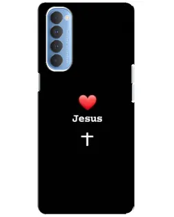 Чехол для OPPO Reno 4 Pro с картинкой «Сердце - Jesus»