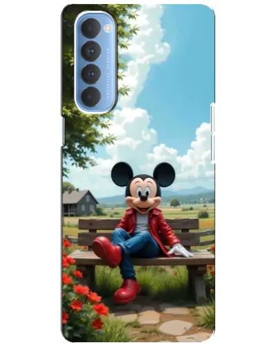 Чехол для OPPO Reno 4 Pro с картинкой «Микки на скамейке»