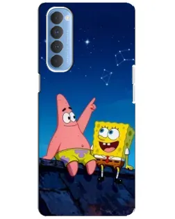 Чехол для OPPO Reno 4 Pro с картинкой «Губка Боб и Патрик ночью»