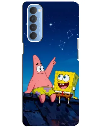 Чехол для OPPO Reno 4 Pro с картинкой «Губка Боб и Патрик ночью»