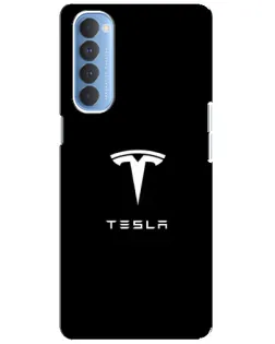 Чехол для OPPO Reno 4 Pro с картинкой «Tesla White Logo»