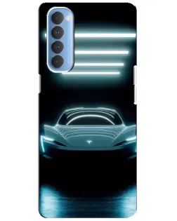 Чехол для OPPO Reno 4 Pro с картинкой «Tesla в неоне»