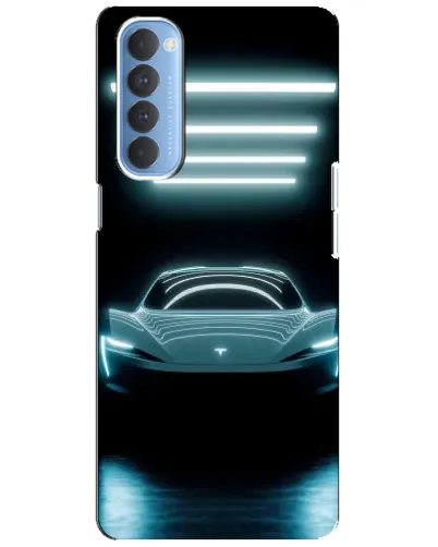 Чехол для OPPO Reno 4 Pro с картинкой «Tesla в неоне»