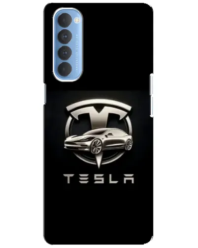 Чехол для OPPO Reno 4 Pro с картинкой «Tesla — серебристое авто»
