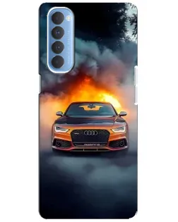 Чохол для OPPO Reno 4 Pro з картинкою «Audi у вогняному диму»