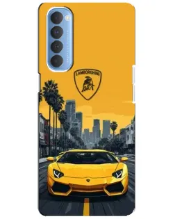 Чехол для OPPO Reno 4 Pro с картинкой «Желтый Lamborghini город»