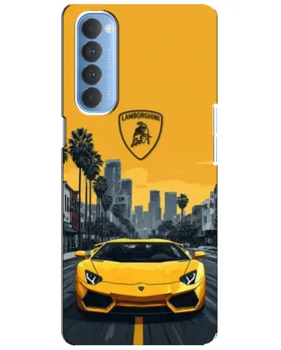 Чехол для OPPO Reno 4 Pro с картинкой «Желтый Lamborghini город»