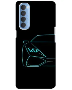 Чехол для OPPO Reno 4 Pro с картинкой «Голубой силуэт Lamborghini»