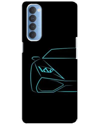 Чехол для OPPO Reno 4 Pro с картинкой «Голубой силуэт Lamborghini»