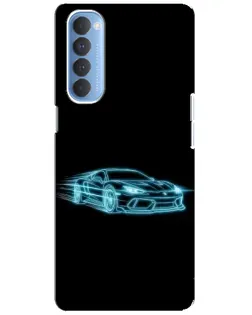 Чехол для OPPO Reno 4 Pro с картинкой «Неоновый контур Lamborghini»