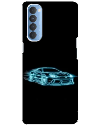 Чехол для OPPO Reno 4 Pro с картинкой «Неоновый контур Lamborghini»