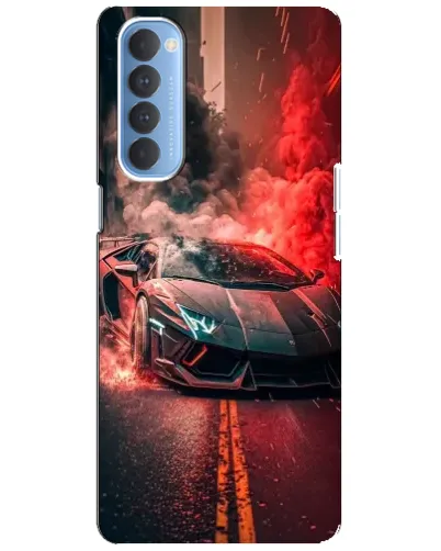 Чехол для OPPO Reno 4 Pro с картинкой «Lamborghini красный дым»