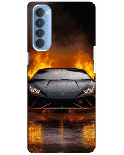 Чехол для OPPO Reno 4 Pro с картинкой «Lamborghini в огне»