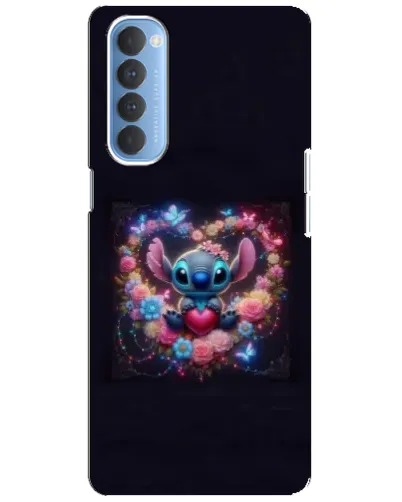 Чохол для OPPO Reno 4 Pro з картинкою «Stitch у квітах»