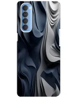 Чехол для OPPO Reno 4 Pro с картинкой «Объемные синие складки»