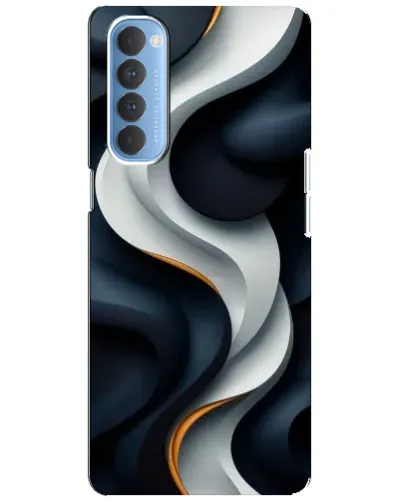 Чехол для OPPO Reno 4 Pro с картинкой «Объемные черно-белые ленты» Чехол для OPPO Reno 4 Pro с картинкой «Объемные черно-белые ленты»