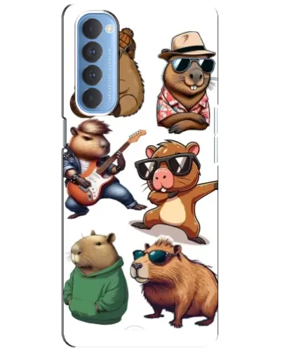 Чехол для OPPO Reno 4 Pro с картинкой «Крутые капибары музыканты» Чехол для OPPO Reno 4 Pro с картинкой «Крутые капибары музыканты»