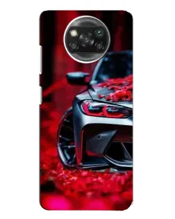 Чехол для OPPO Reno 4 с картинкой «Спортивная BMW и цветы»