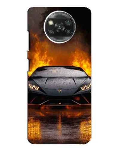Чехол для OPPO Reno 4 с картинкой «Lamborghini в огне»