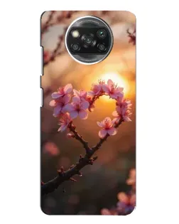 Чохол для OPPO Reno 4 з картинкою «Рожевий цвіт  сердечко на тлі заходу»