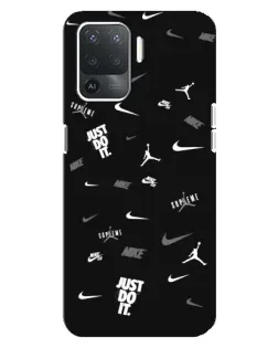 Чехол для OPPO Reno 5 Lite с картинкой «Nike Black Pattern»