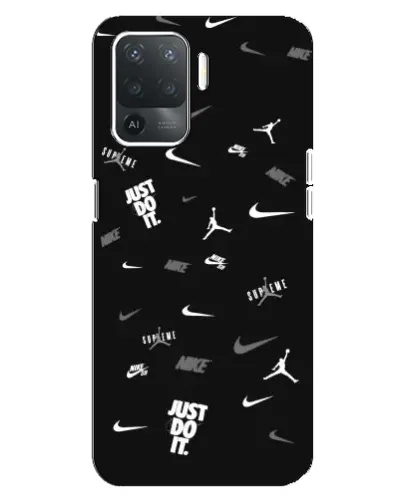 Чехол для OPPO Reno 5 Lite с картинкой «Nike Black Pattern»