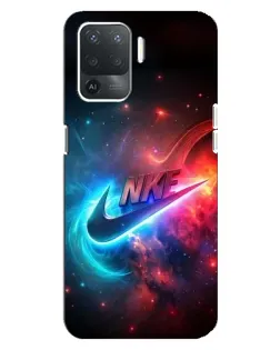 Чехол для OPPO Reno 5 Lite с картинкой «Огненный логотип Nike»
