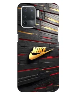 Чехол для OPPO Reno 5 Lite с картинкой «Золотой Nike на металле»