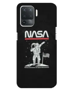Чехол для OPPO Reno 5 Lite с картинкой «NASA — шагаем по Луне»