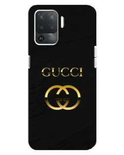 Чохол для OPPO Reno 5 Lite з картинкою «Золотий логотип Gucci»
