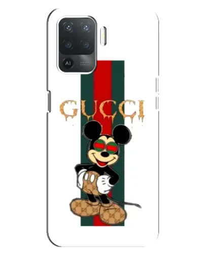 Чехол для OPPO Reno 5 Lite с картинкой «Микки Маус Gucci — полосы»