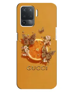 Чохол для OPPO Reno 5 Lite з картинкою «Gucci — золоті метелики»