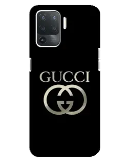 Чохол для OPPO Reno 5 Lite з картинкою «Gucci — золото на чорному»