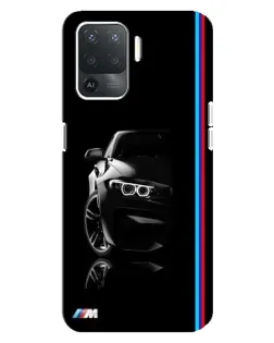 Чехол для OPPO Reno 5 Lite с картинкой «Силуэт BMW в темноте»
