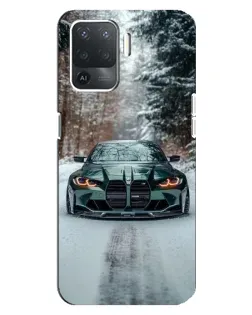 Чехол для OPPO Reno 5 Lite с картинкой «BMW в зимнем лесу»