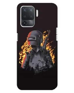 Чехол для OPPO Reno 5 Lite с картинкой «PUBG — огненный силуэт»