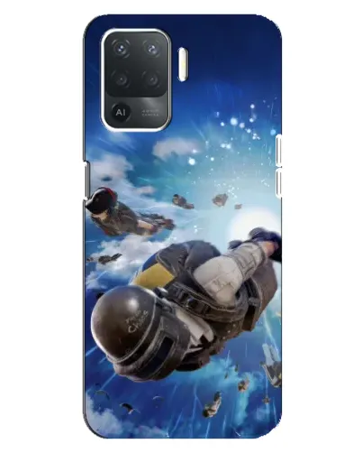 Чехол для OPPO Reno 5 Lite с картинкой «Десант PUBG — прыжок»