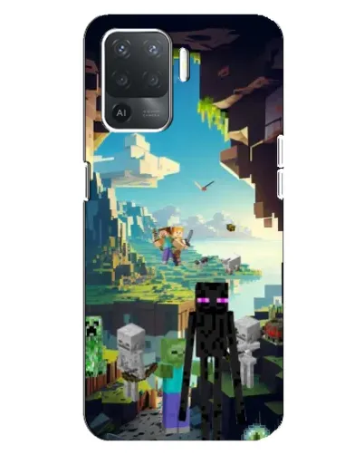 Чехол для OPPO Reno 5 Lite с картинкой «Эндермен в лесу»