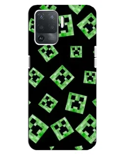 Чехол для OPPO Reno 5 Lite с картинкой «Паттерн с криперами»